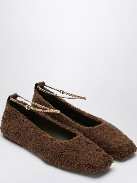 MARIA LUCA Shoes - Women Maria Luca Chocolate Square Toe Teddy Eco Fur Augusta Ballet Flats 37 US/6